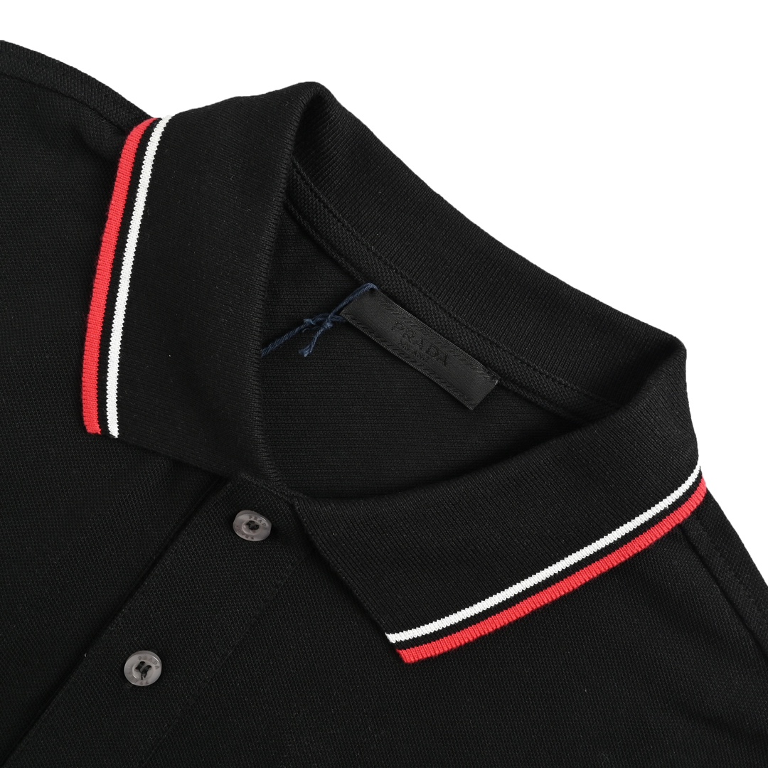 Prada 24ss classic chest silicone trim Polo short sleeve