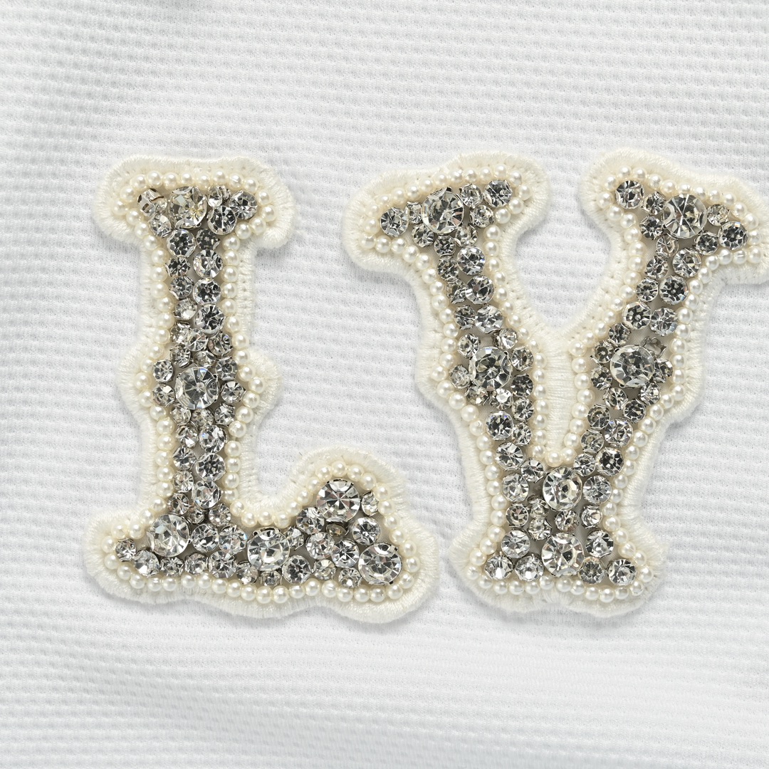 Louis Vuitton 24ss rhinestone lettering Polo short sleeve