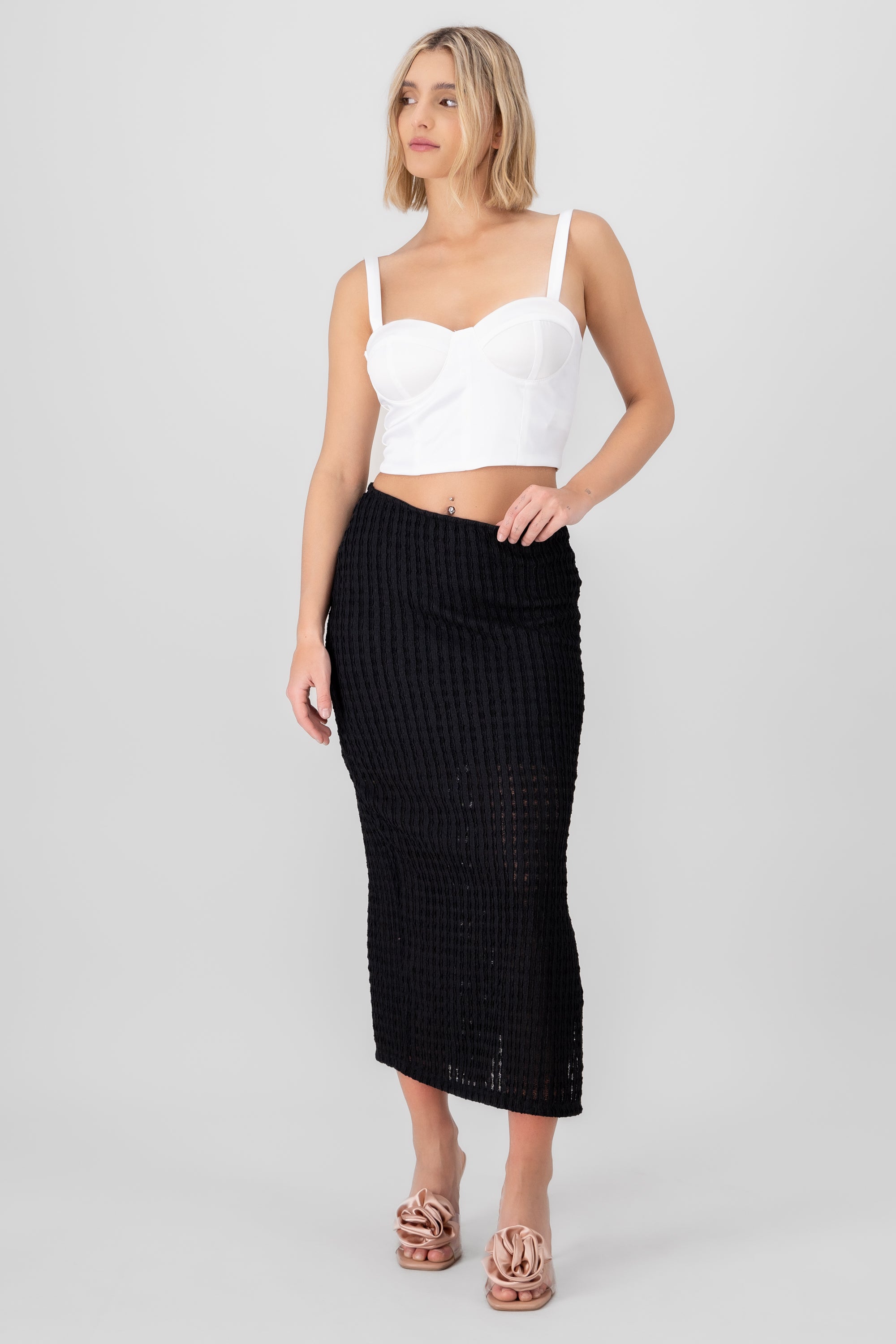 Textured Detail Maxi Skirt