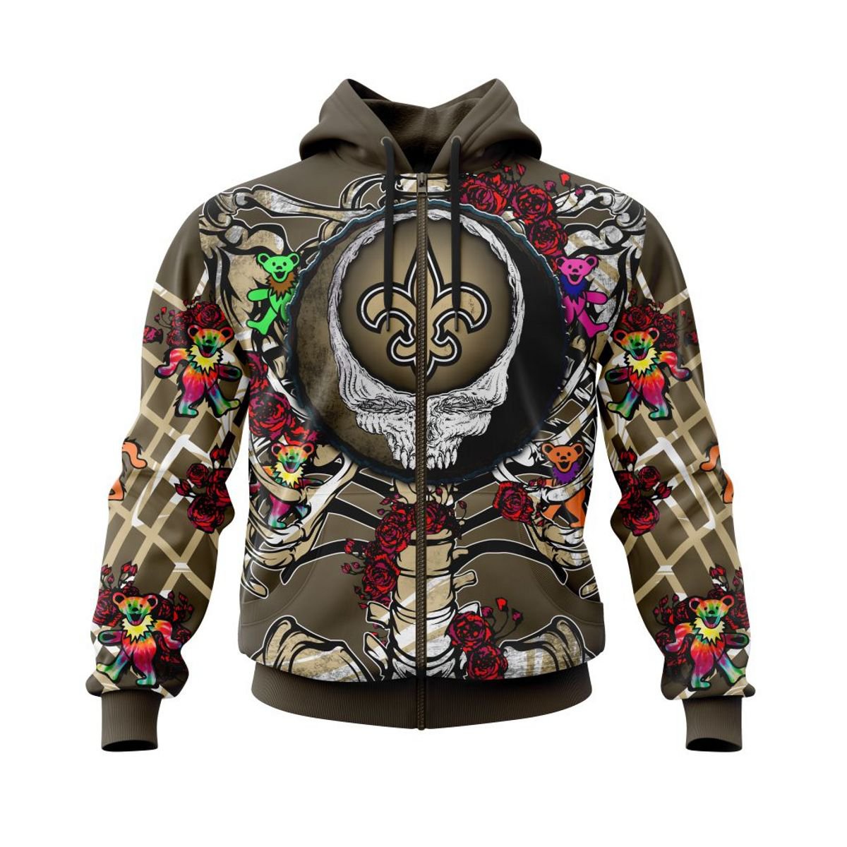 NEW ORLEANS SAINTS 3D HOODIE MIX GRATEFUL DEAD