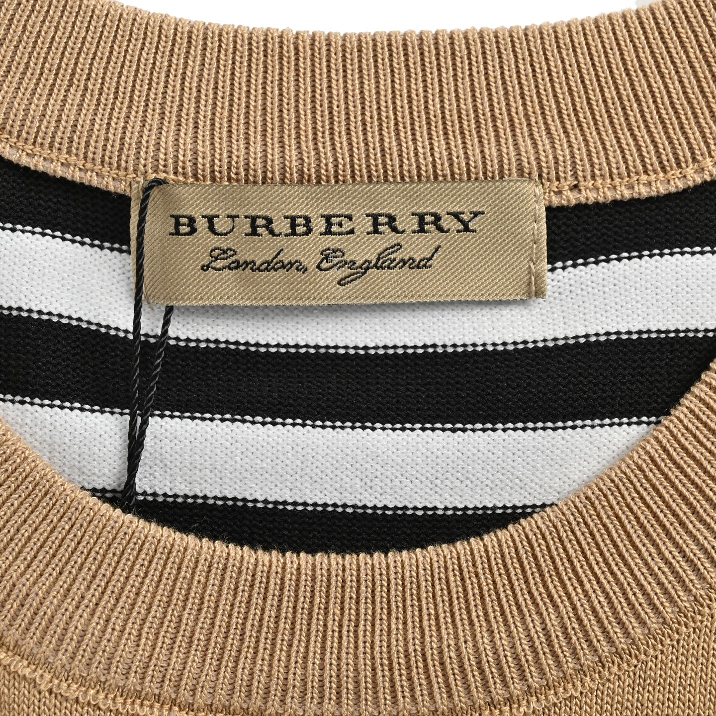 Burberry Embroidered Logo Striped Knit Short Sleeve