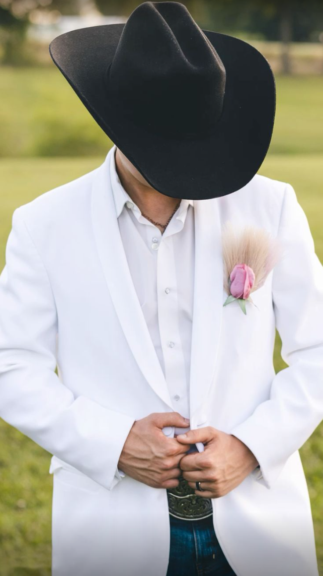 Men's pure white western casual long sleeve jacket blazer