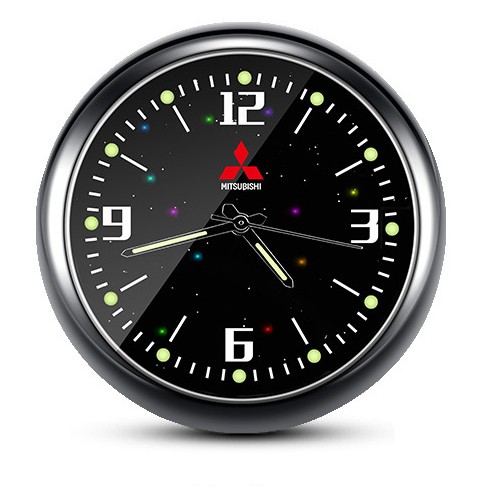1x Luminous Diamond Quartz Analog Watch Stick On Car Clock Accessories Black
