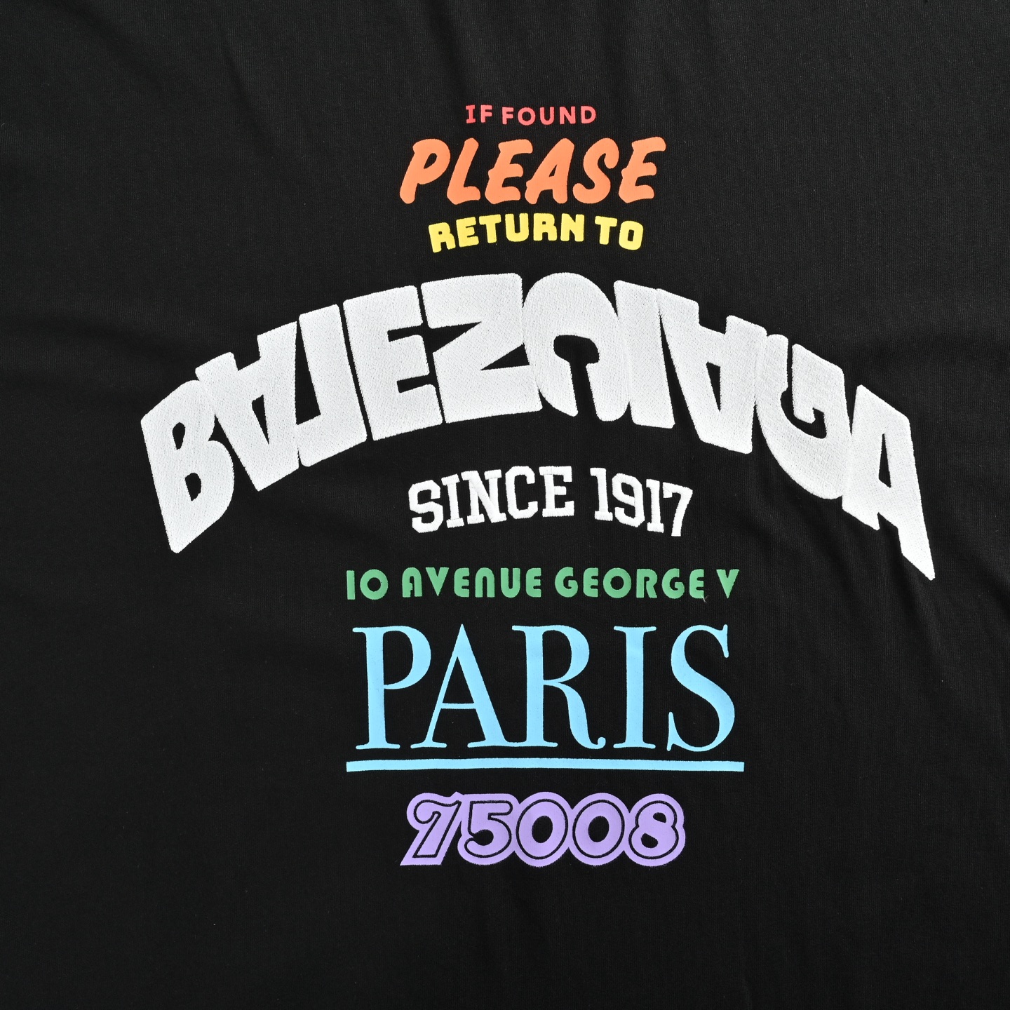 Balenciaga 25ss reverse letter embroidered print short sleeve