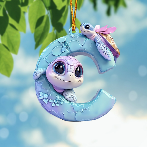 Cute Turtle Letter Shaped Ornament