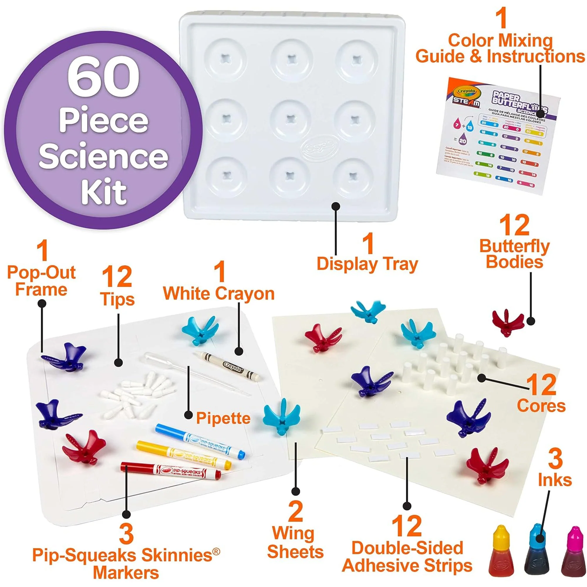 Crayola 60 Piece Paper Butterfly Science Kit, STEAM Toy, Ages 7+