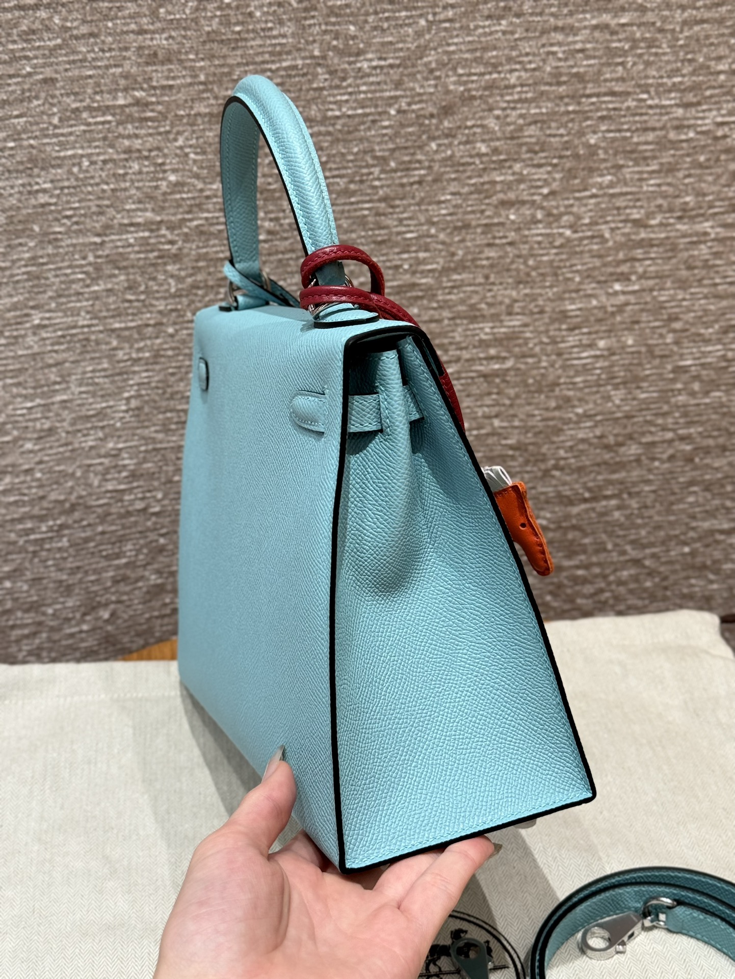 Hermes Kelly 3P Blue atoll handbag (handmade to order)