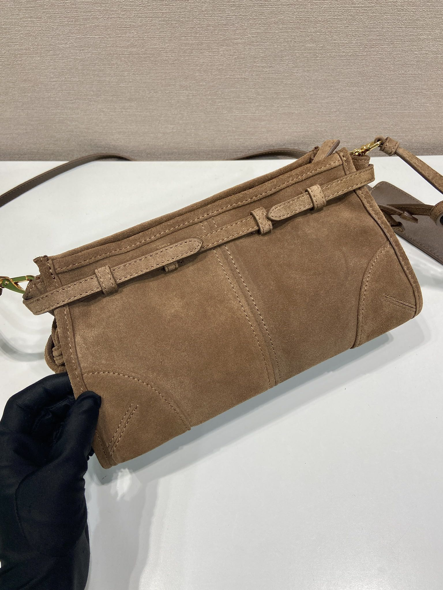 Prada LusSolf Suede Crossbody Bag 1BA215