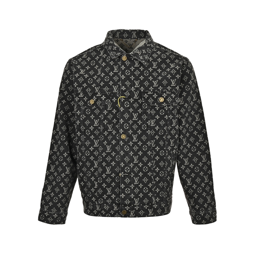 Louis Vuitton 24Fw all-over monogram and red man embroidered denim jacket