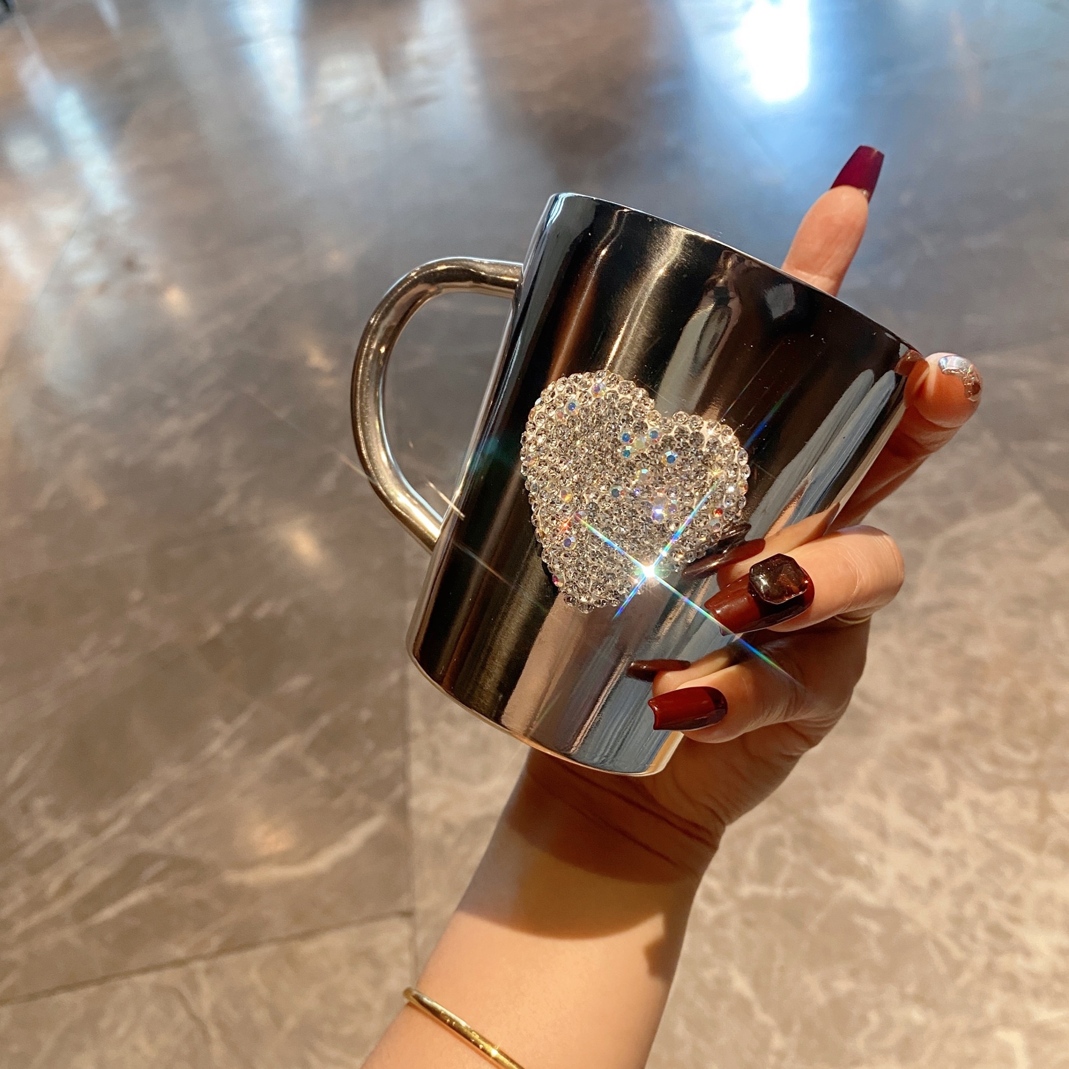 🎄Early Christmas Sale 49% OFF🎄💎Heart-Shaped Crystal Rhinestone Stainless Steel Coffee & Beer Mug🔥Buy 2 Get 10% OFF & Free Shipping