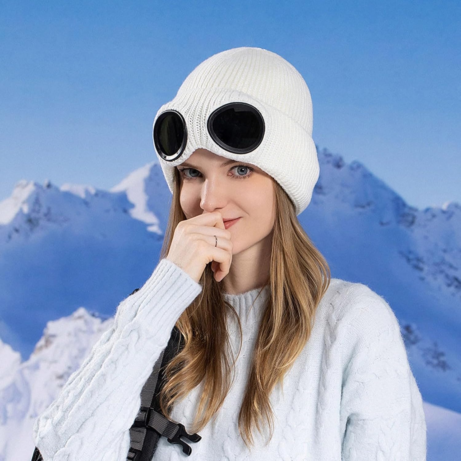 Winter Goggle Knitted Beanie Hat