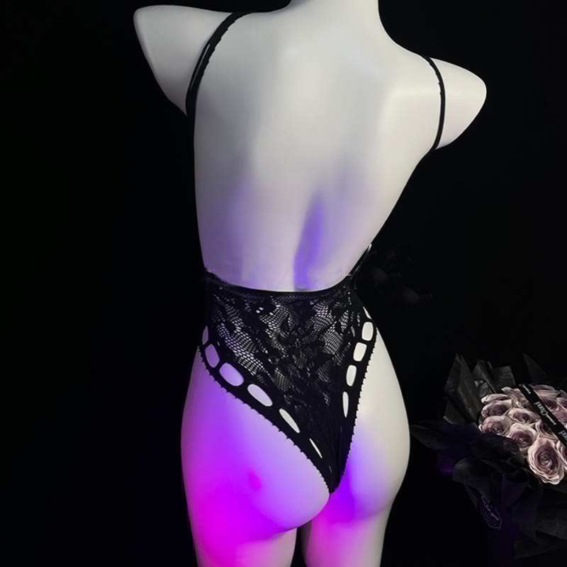 See-through Lace Hollow Out Jumpsuit Lingerie