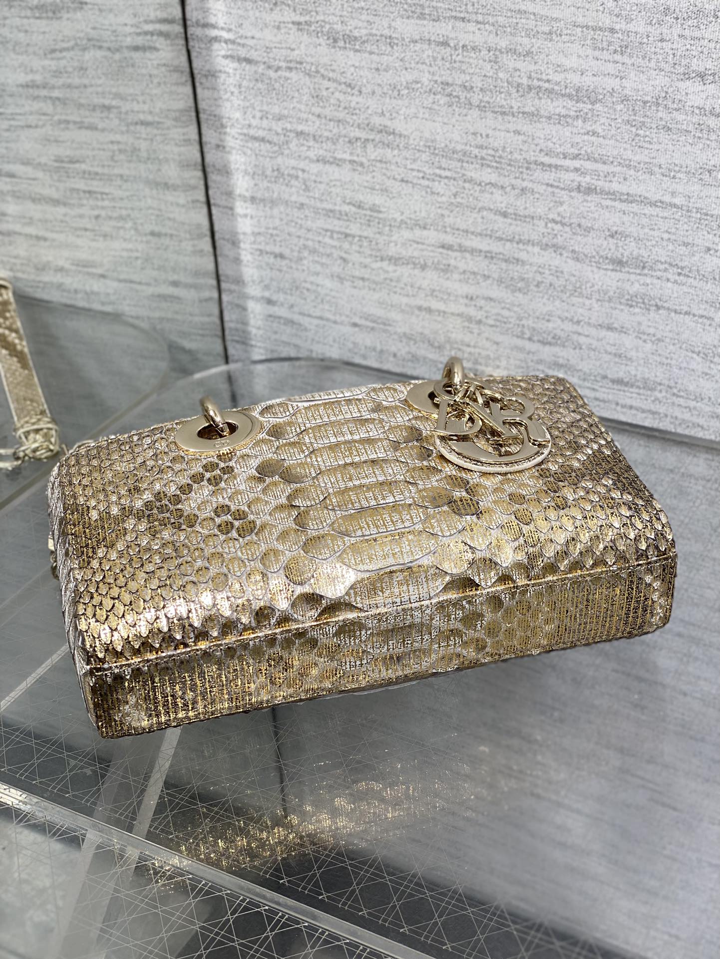 Dior Lady horizontal rare snakeskin Lady Dior bag