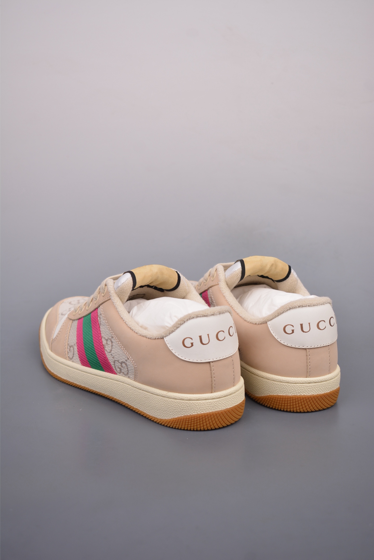 Gucci Screener GG Sneaker Low Pink and Green Lurex