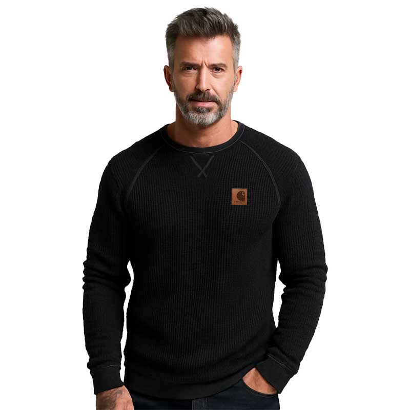 Black Crew Neck Sweatshirt with Logo Patch