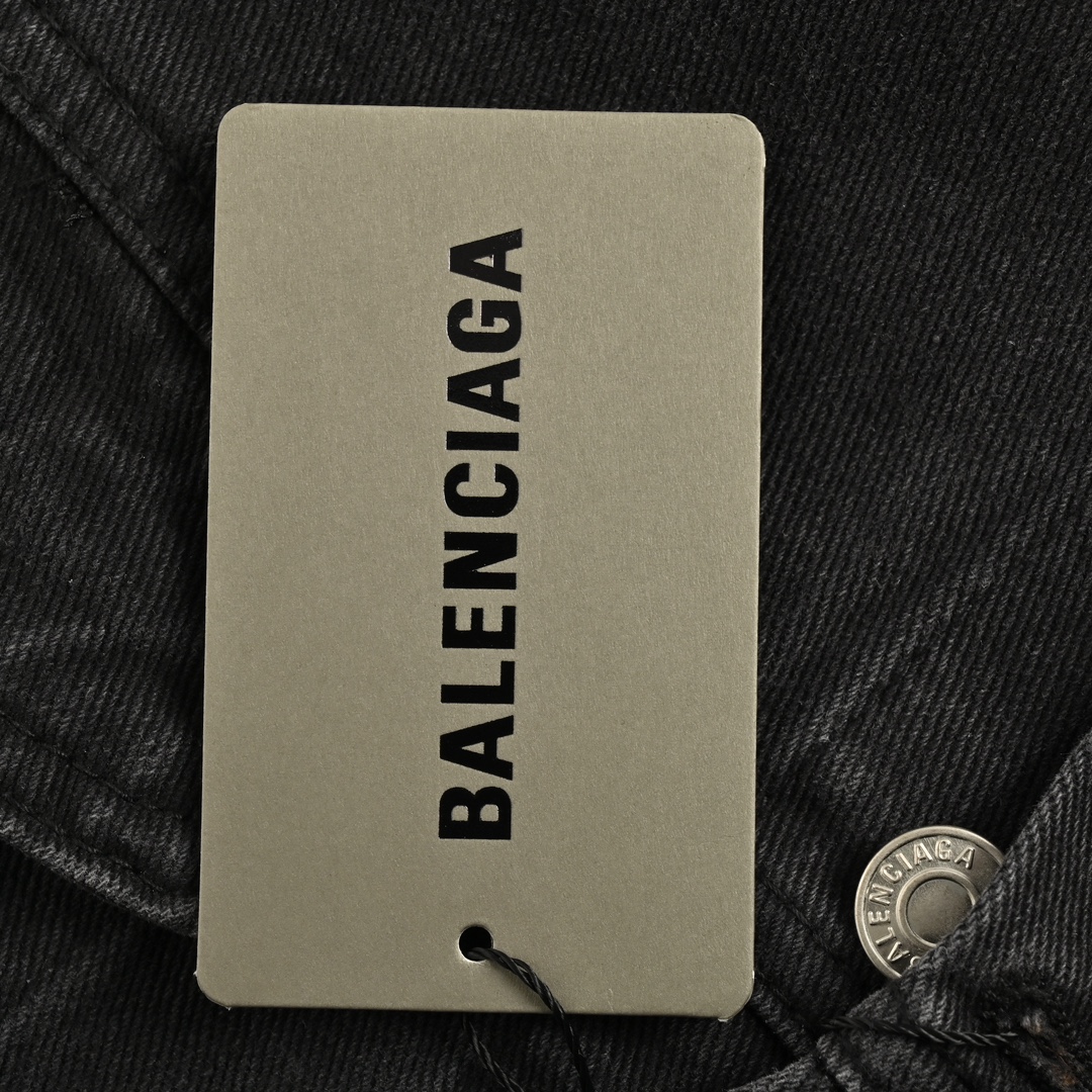 Balenciaga 24Fw denim jacket with crown and rhinestones on the back