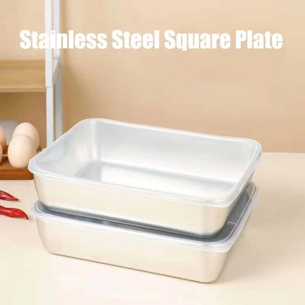 🔥Buy 2 Get 1 Free 🤩🎁 Stainless Steel Square Plate（With Lid）