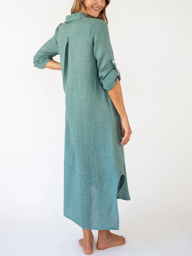 Women's Solid Color Cotton Linen Dress