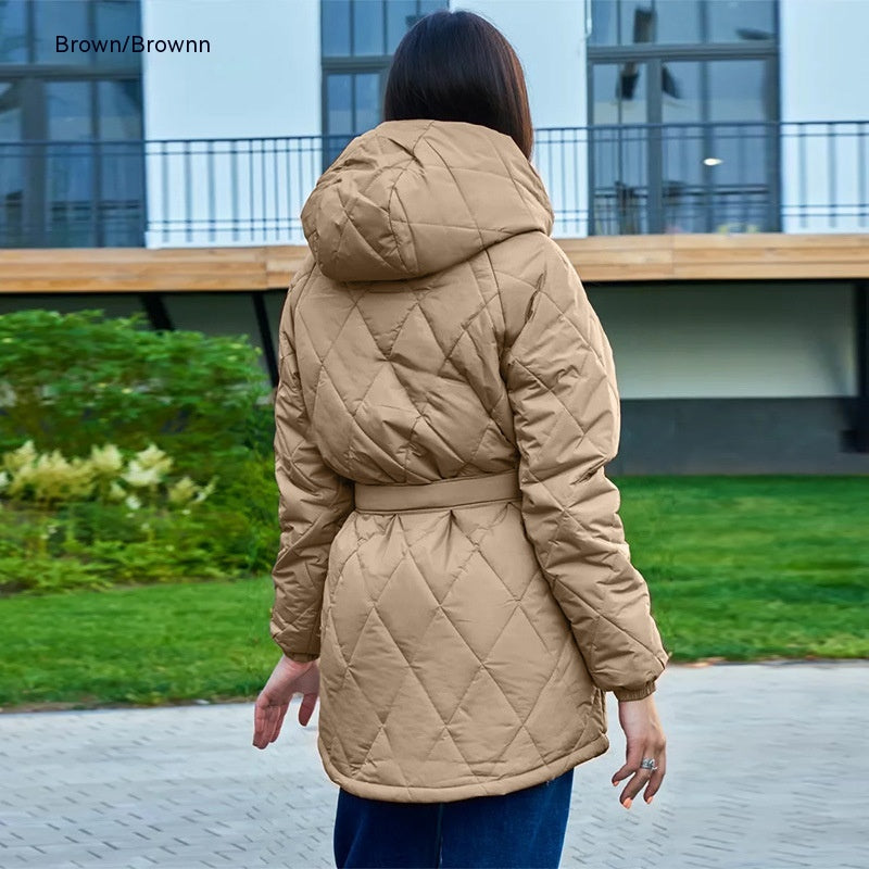 Slim-Fit Baseball Cotton-Padded Jacket with a Plaid Pattern