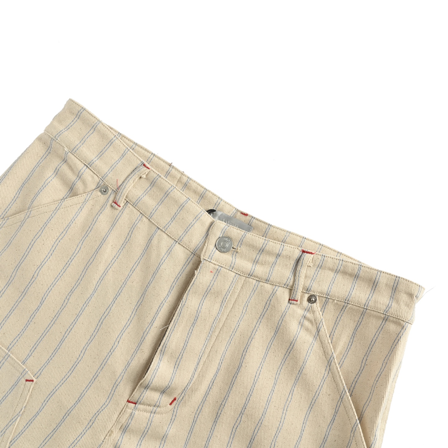 Dior 25ss embroidered lettering striped denim shorts