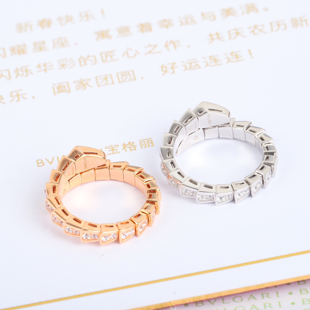 Bulgari full diamond snake bone ring