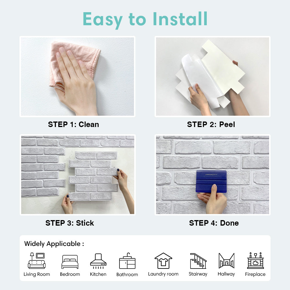 3D Vintage White Brick Peel and Stick Wall Tile
