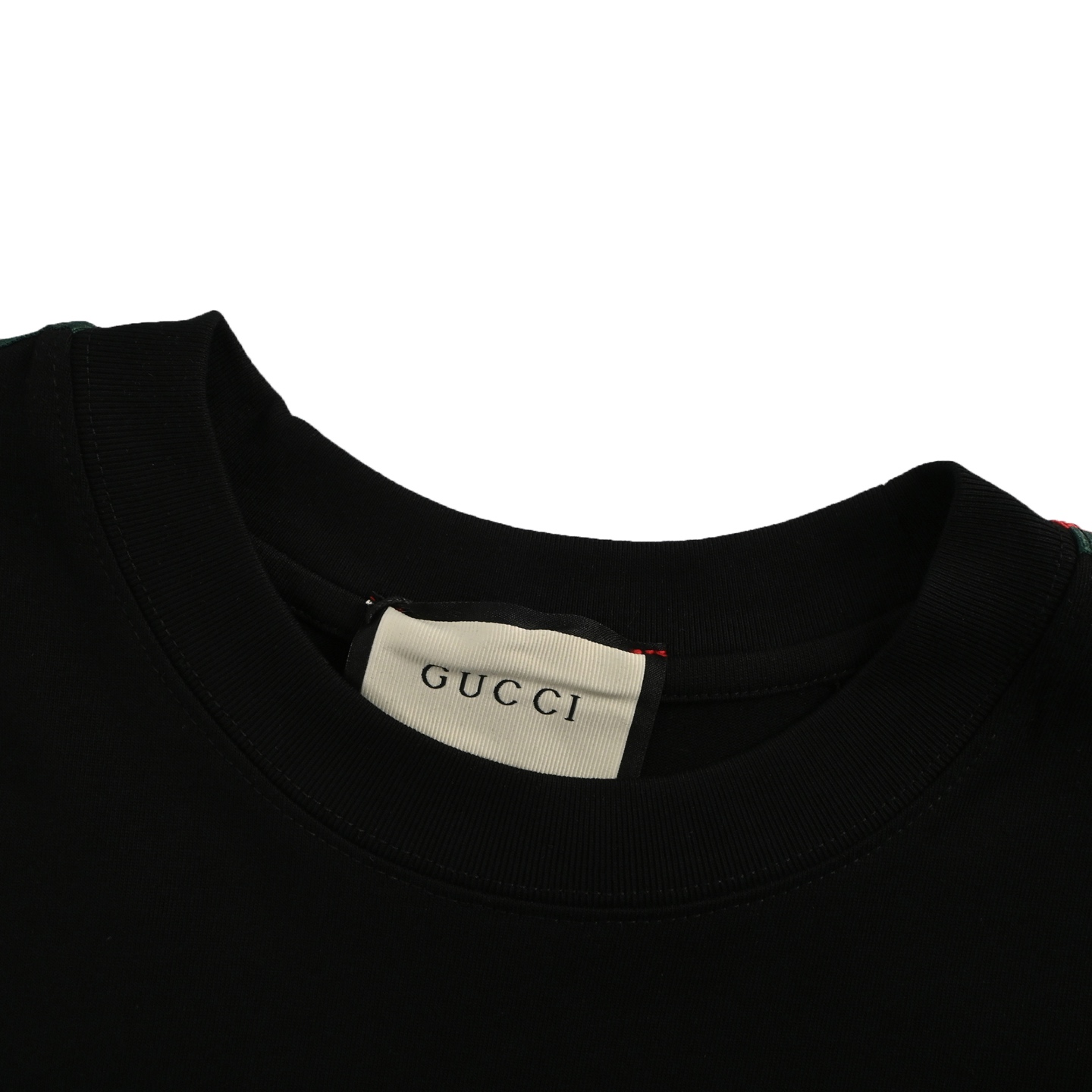 Gucci 24ss red and green ribbon embroidered small logo short sleeve