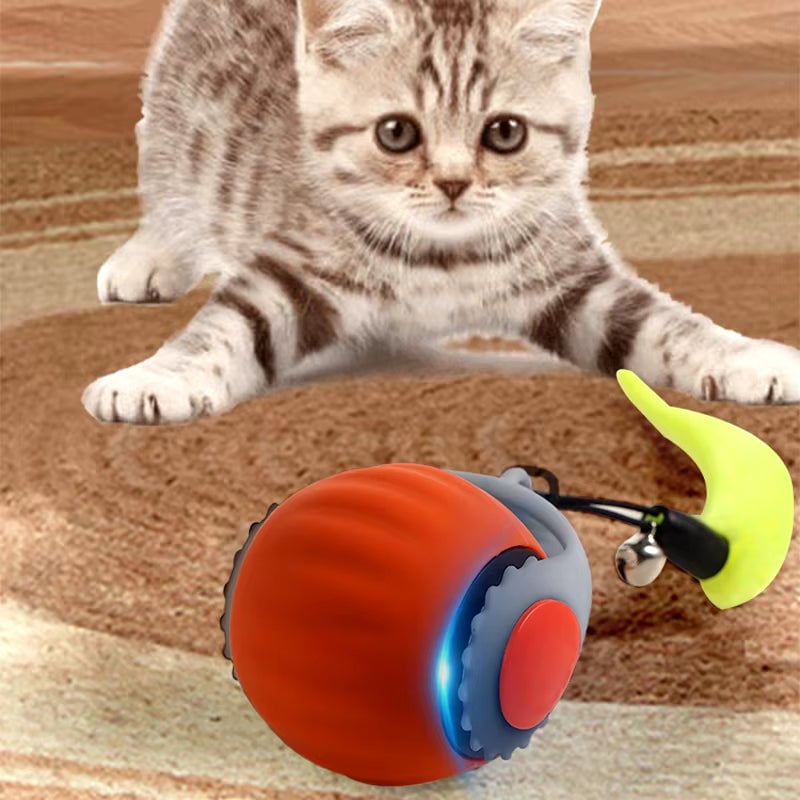 🐾Interactive Electric Rolling Ball with Teasing Tail – Smart Cat Toy for Indoor & Outdoor Fun 🎉🐱