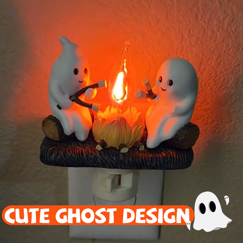 👻GHOSTS ROASTING CAMPFIRE S’MORES FLICKER FLAME NIGHT LIGHT🔥