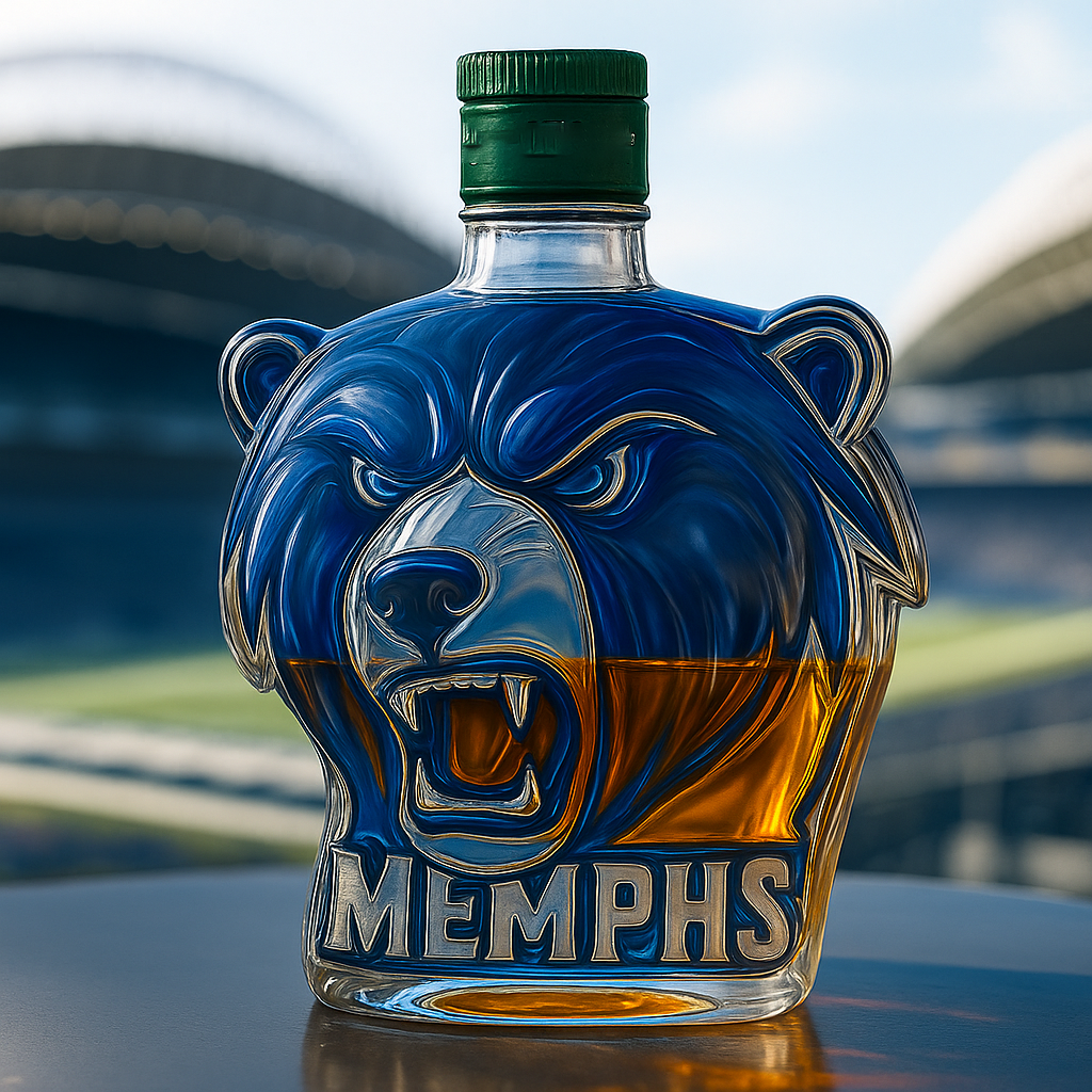 Memphis Grizzlies Bear Head Whiskey Bottle