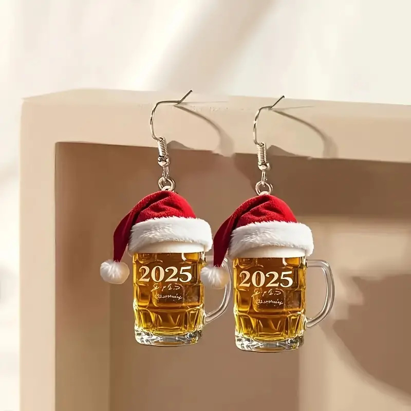 Christmas Beer Mug Earrings