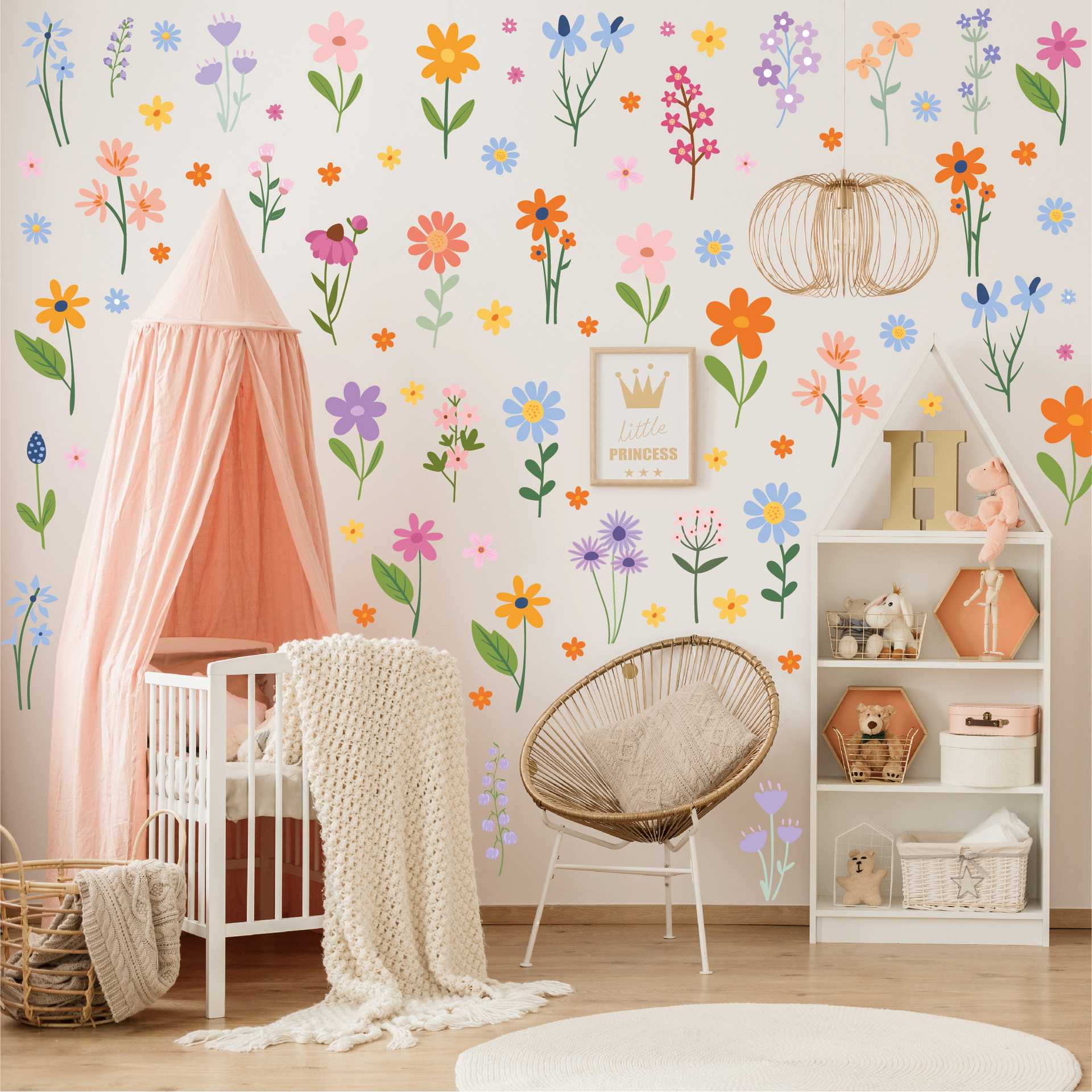 🔥ON SALE🔥102 Pcs/8 Sheets Boho Flower Wall Decals丨Watercolor Flower Wall Art 丨Wildflower Wall Decals