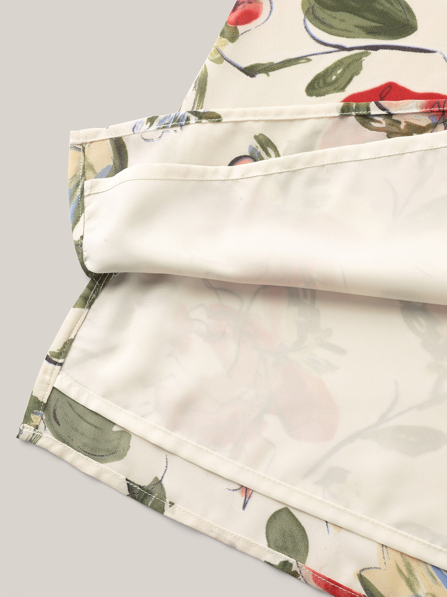 Rosy Print Sheer Notched Collar Blouse