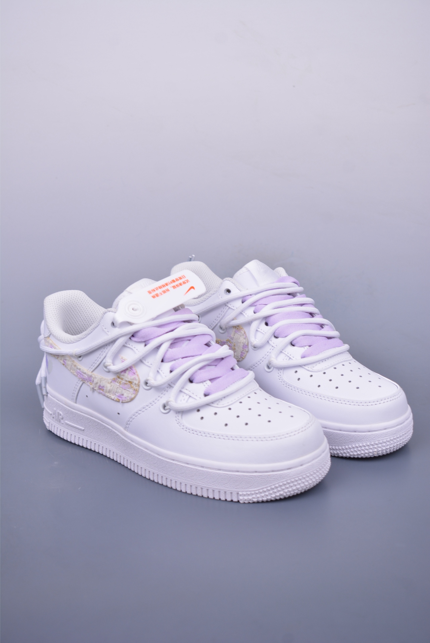 OFF WHITE x Nike Air Force 1'07 Low Sneakers White and Purple Chanel Style DH9999-556