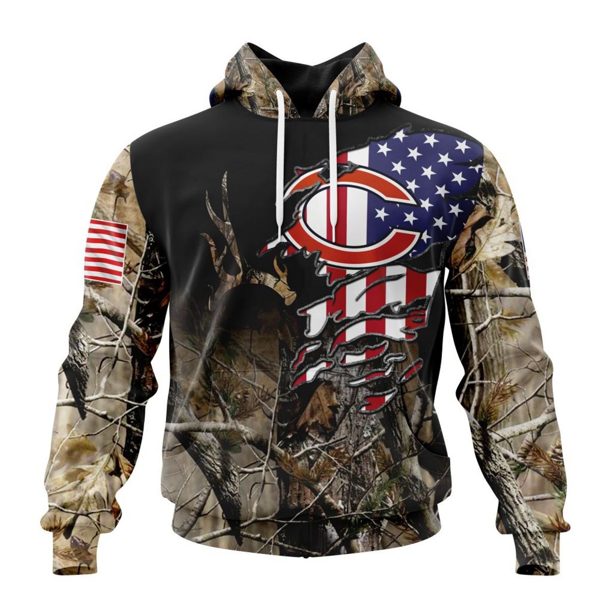 CHICAGO BEARS 3D HOODIE CAMO REALTREE HUNTING