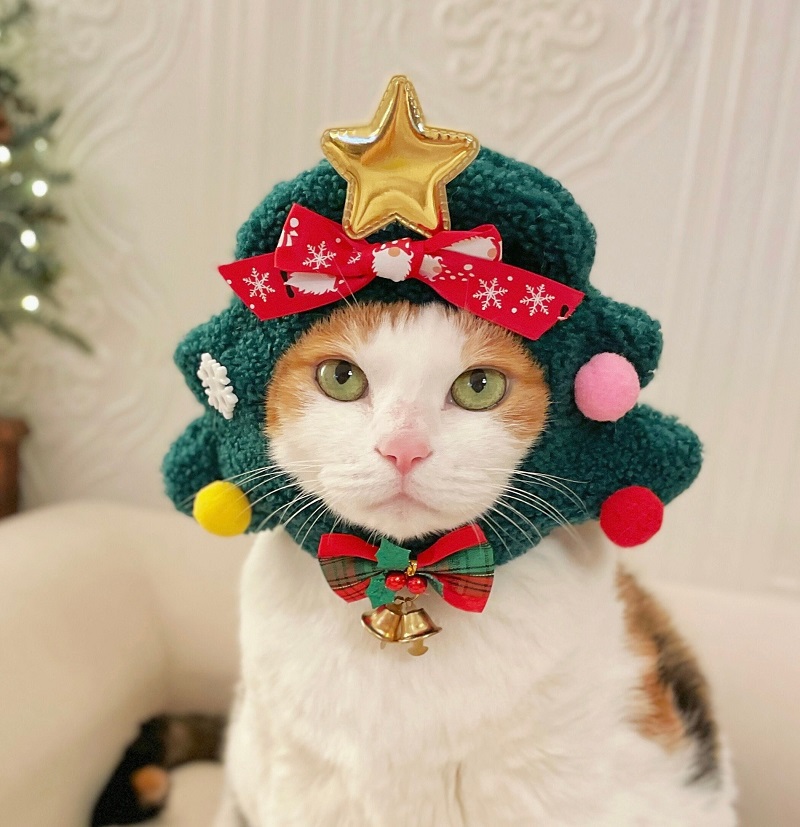 Handmade fleece Christmas Tree Costume Hat for Cat Dog