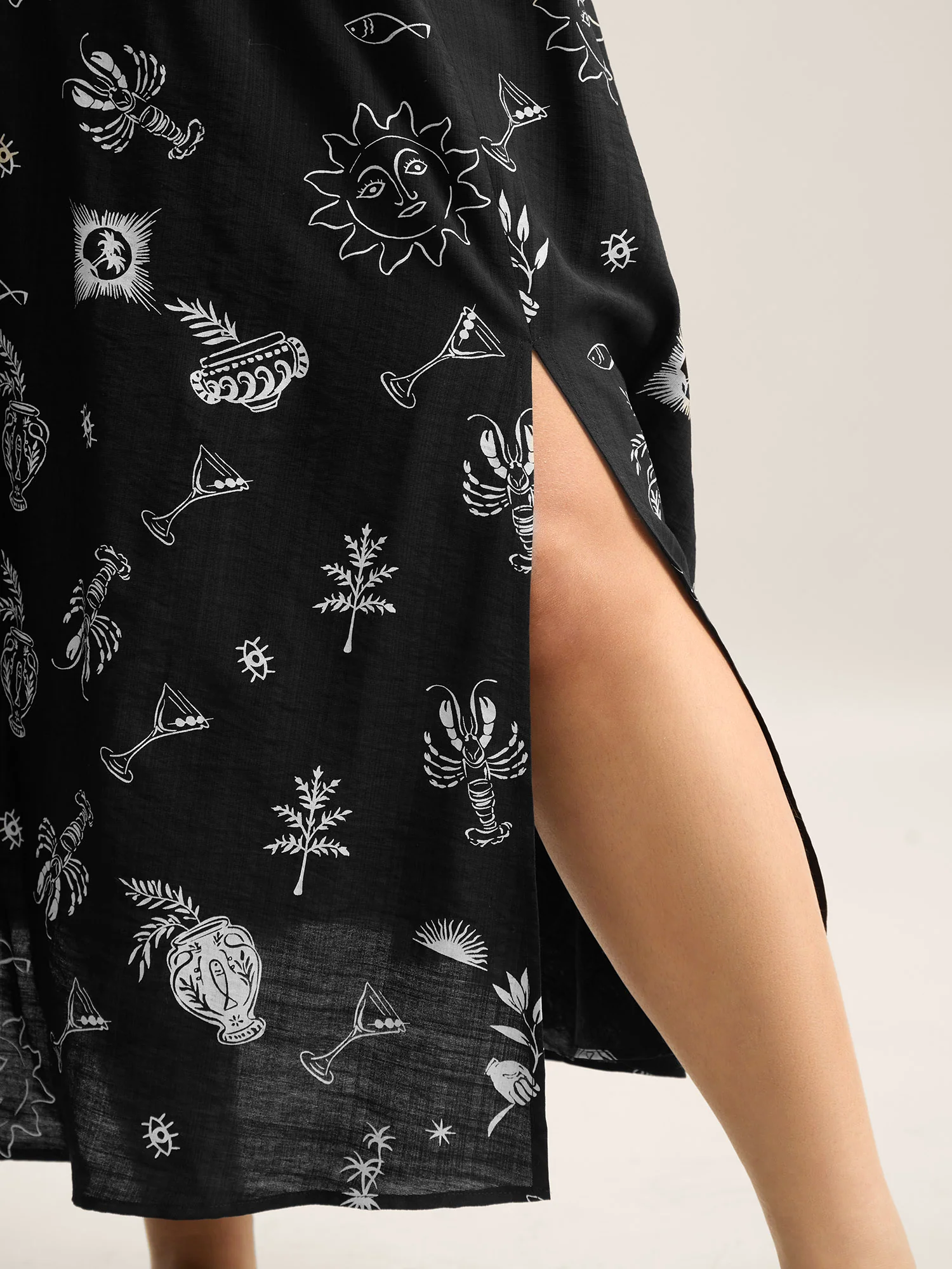 Sunny Dance Printed Slit Maxi Skirt