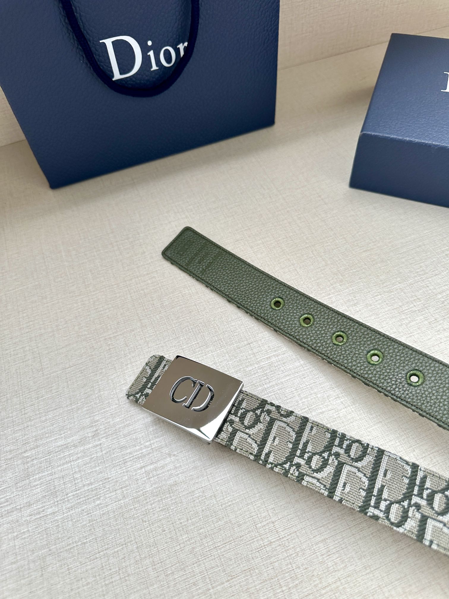 Dior CD Icon print leather belt 3.5CM wide