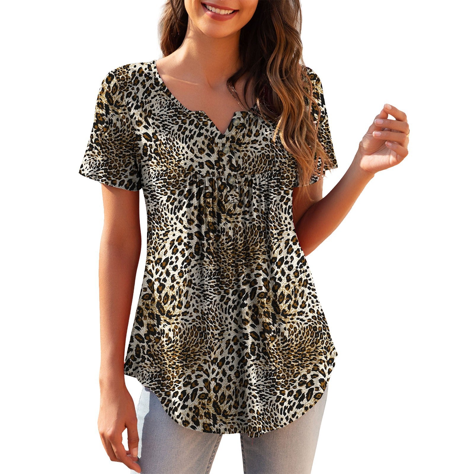 Button-Up Loose T-Shirt Top for Versatile Outfits