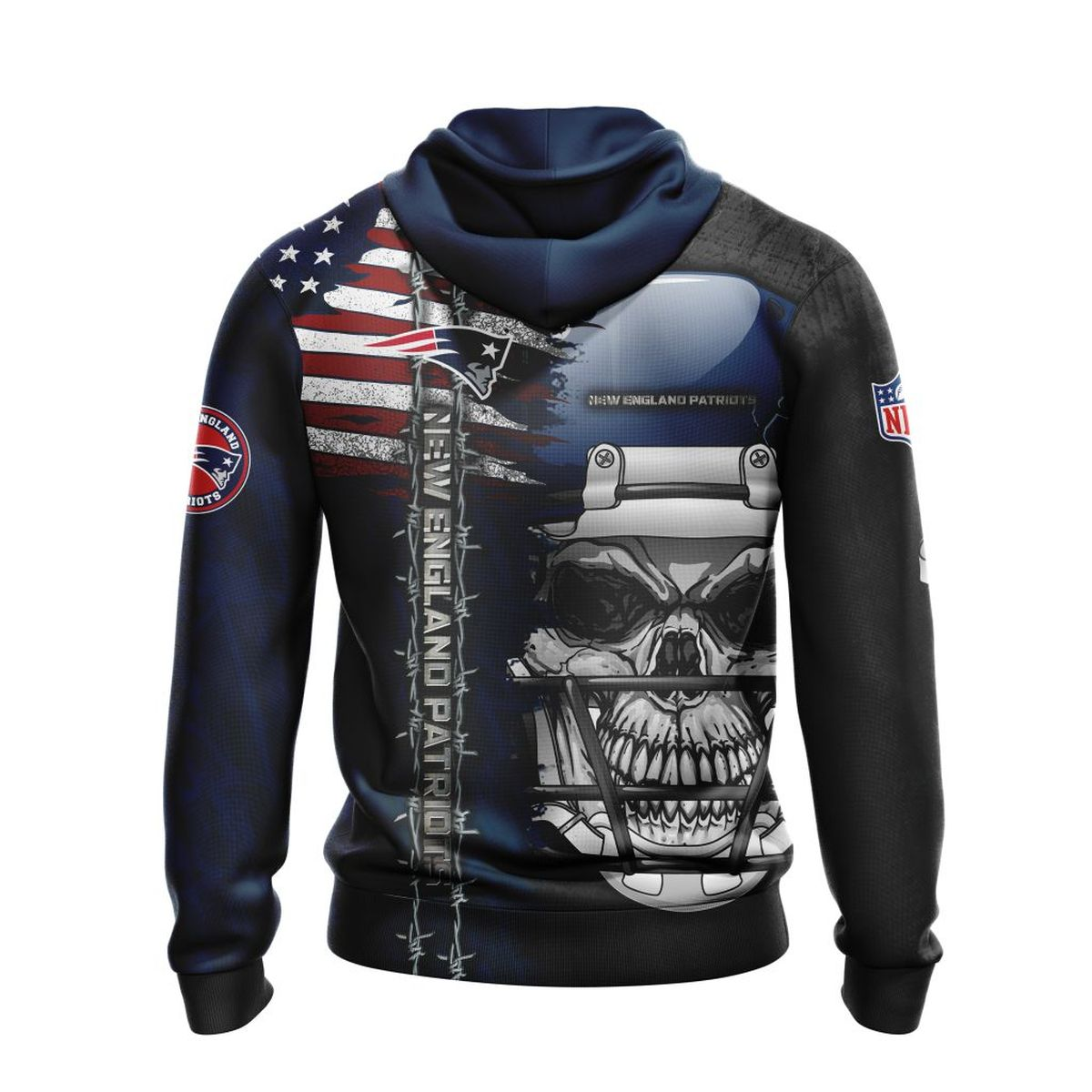 NEW ENGLAND PATRIOTS 3D HOODIE SKULL0803