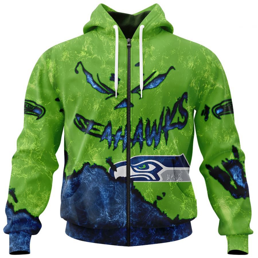 SEATTLE SEAHAWKS 3D HOODIE HALLOWEEN001