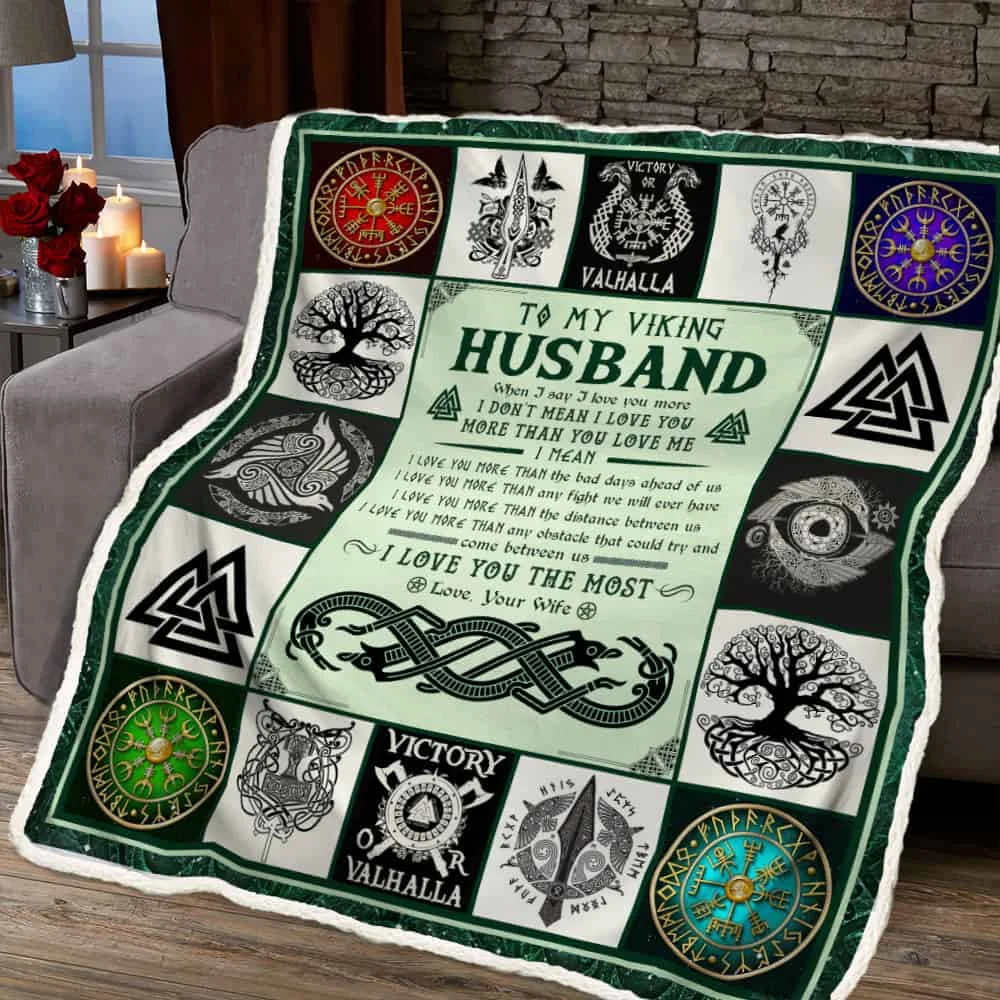 To My Viking Husband, I Love You The Most, Love Your Wife Sofa Throw Blanket