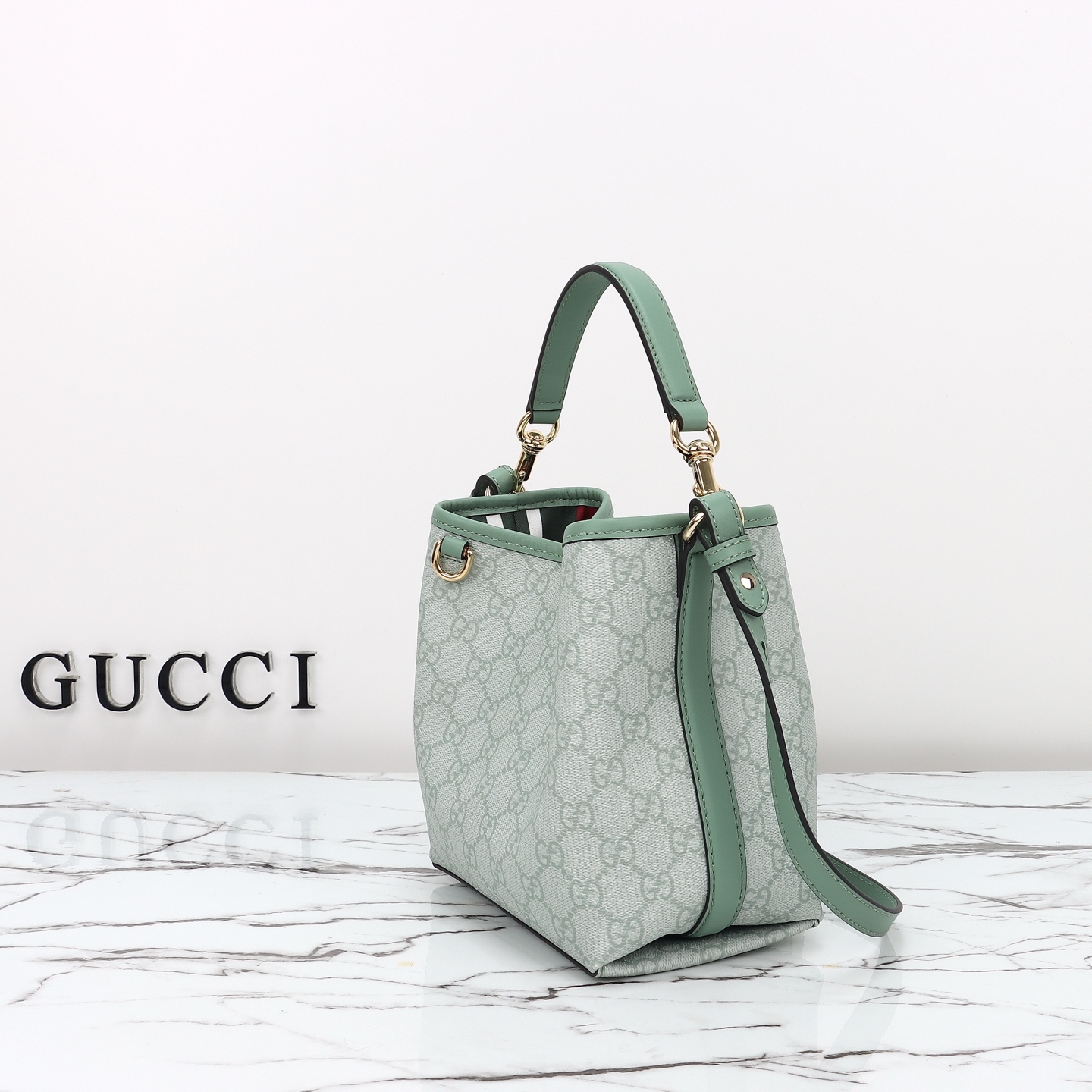 Gucci GG Emblem small bucket bag 815118 FAD6L 8458
