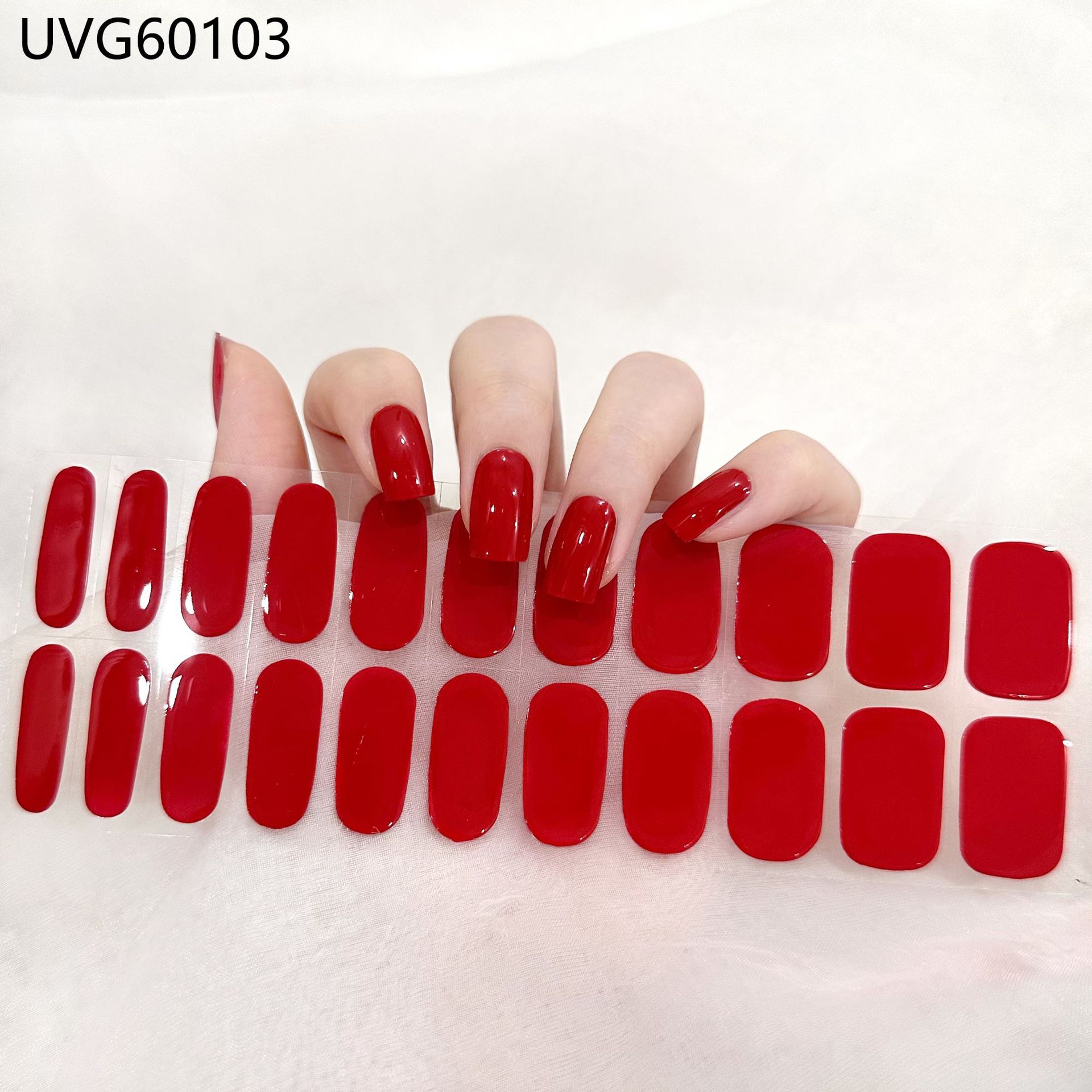 Semi Cured Gel Nail Strips, 22 pcs Nail Wraps, Glaze Gel Nail Stickers