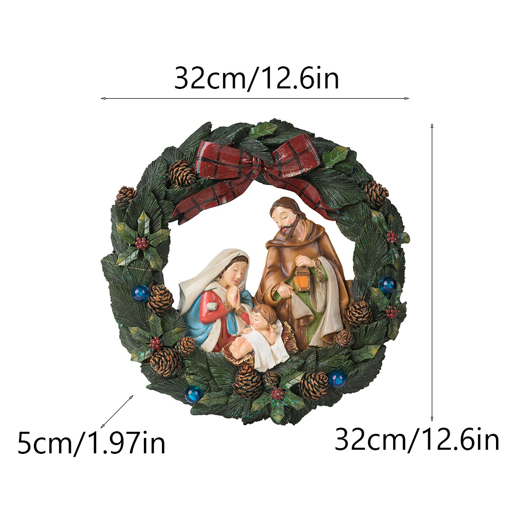 🔥Last Day 50% OFF🔥Resin Christmas Nativity Wreath with LED Lights🎄