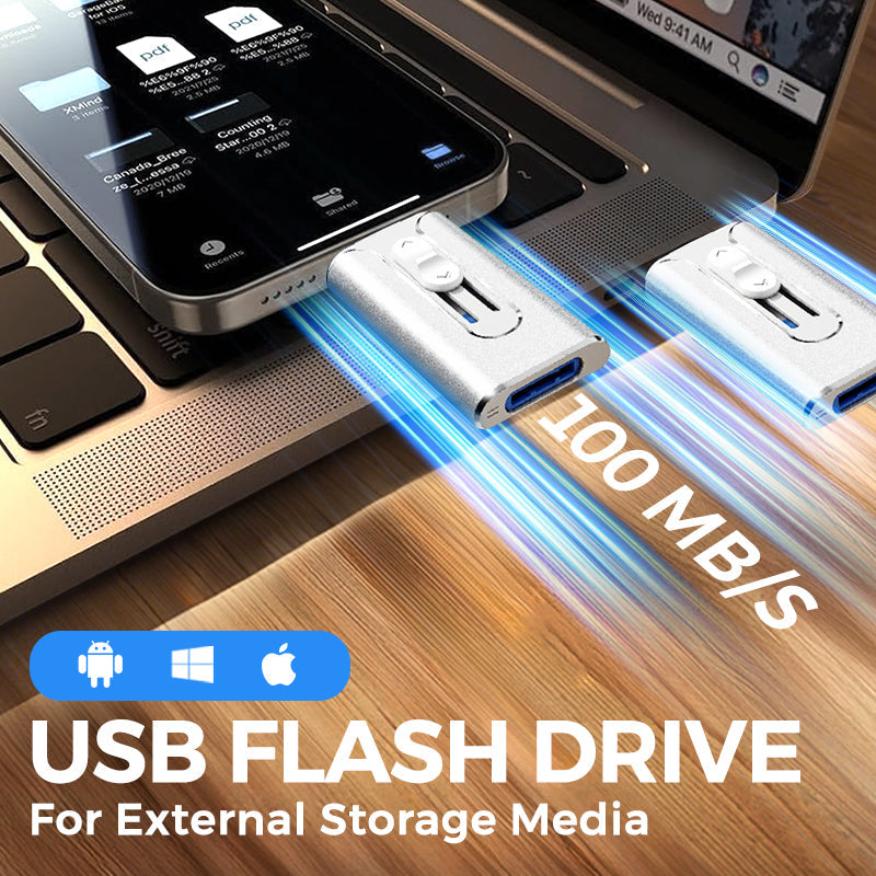 16GB~1TB Micro USB + MFi Certified Lightning + 8 Pin + USB 3.0 ⚡4 in1 Flash Drive for iPhone/iPad/Android/PC⚡