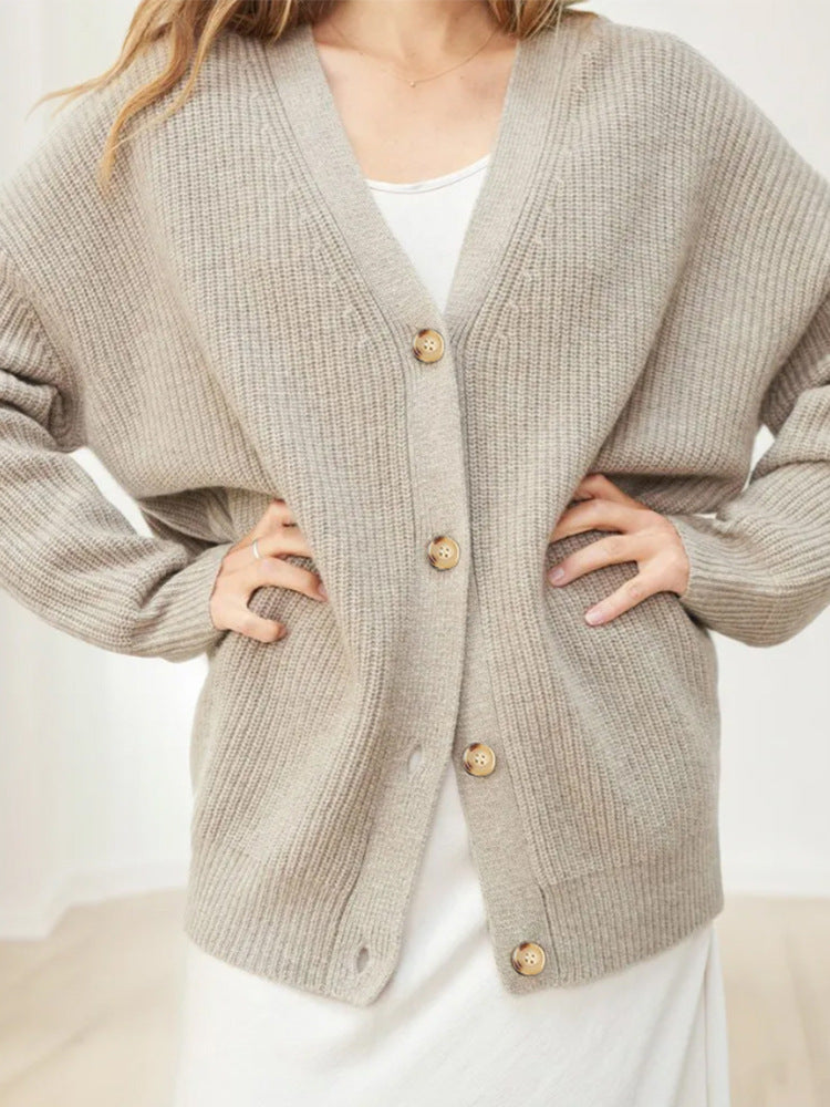 Popular Solid Color Cardigan Sweater Coat for Women