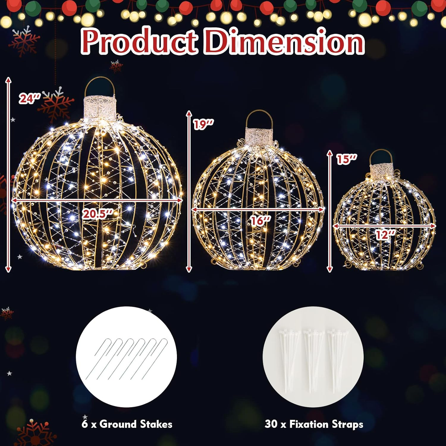 🎅2024 Christmas Promos🔥Tangkula Christmas LED Light Balls for Tree