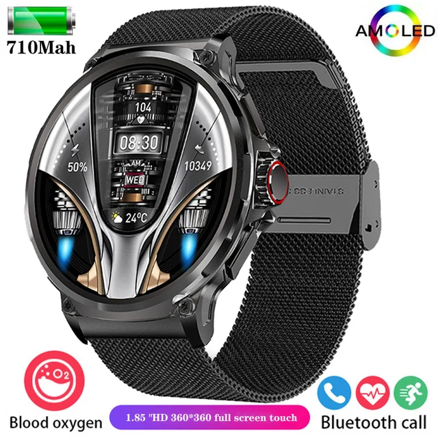 New men's smartwatch AMOLED Bluetooth Talk 1.85-inch full screen touch 710mah large capacity battery waterproof men's smartwatch