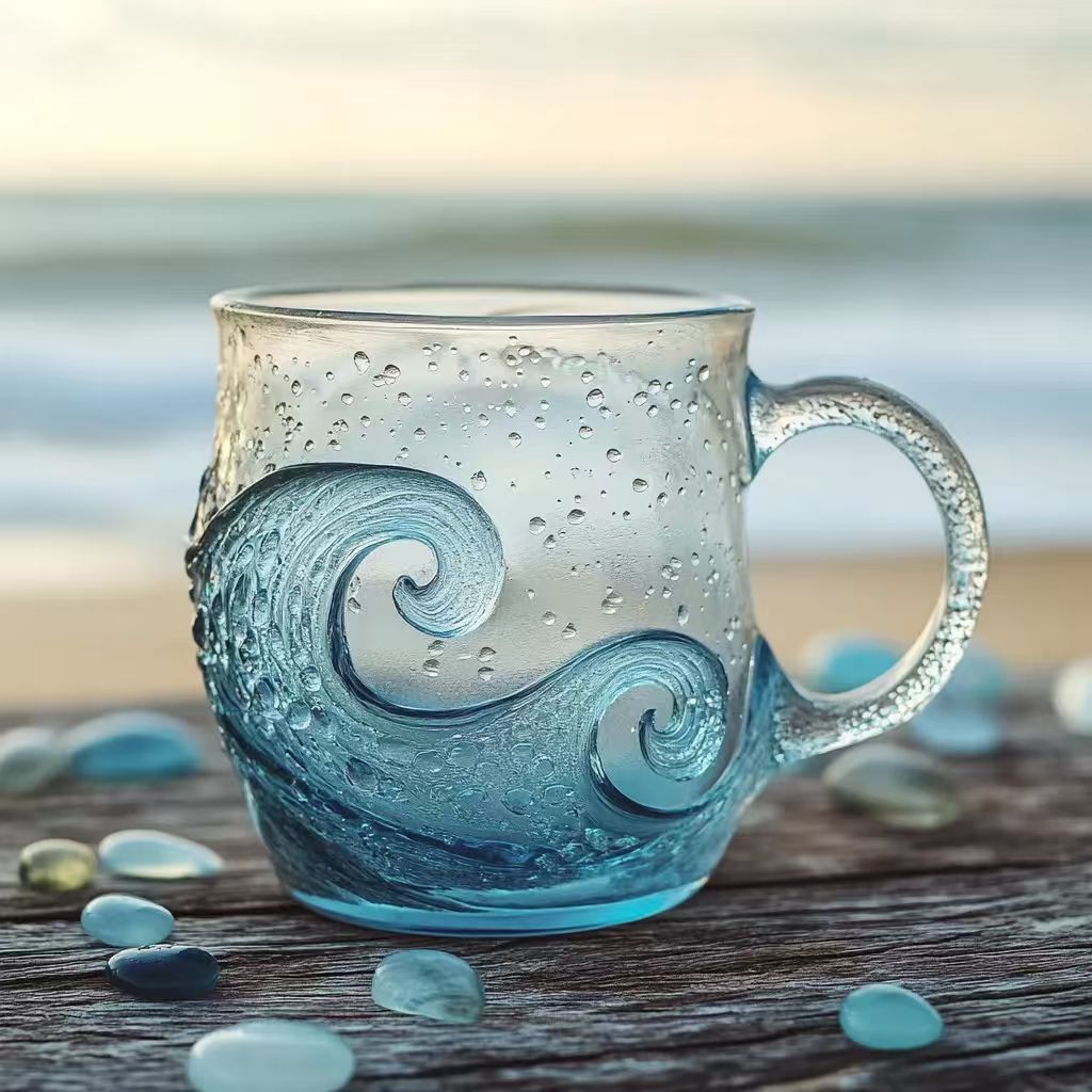 🌊Handmade Artistic Sea Wave Glass Mug